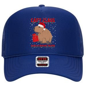 Capybara Christmas Holidays Funny Santa Xmas Capy Claus High Crown Mesh Back Trucker Hat