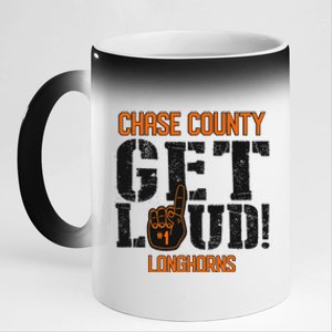 Chase County High School Get Loud Longhorns 11oz Black Color Changing Mug