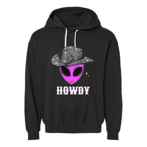 Cool Cowboy Hat Alien Howdy Space Western Disco Theme Garment-Dyed Fleece Hoodie