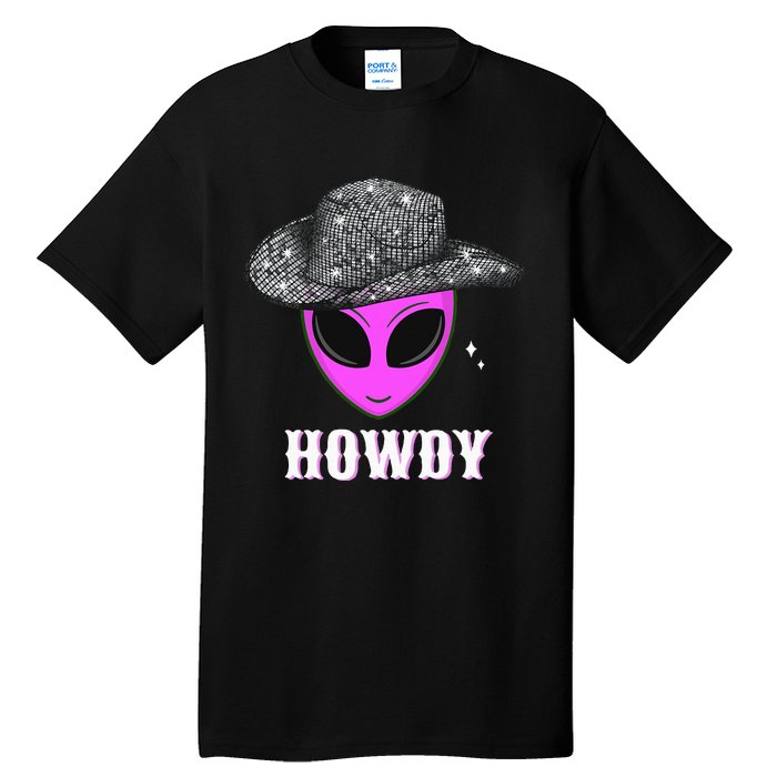 Cool Cowboy Hat Alien Howdy Space Western Disco Theme Tall T-Shirt