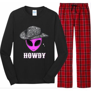 Cool Cowboy Hat Alien Howdy Space Western Disco Theme Long Sleeve Pajama Set