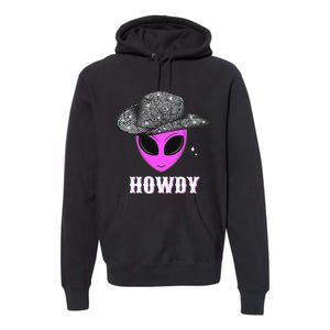 Cool Cowboy Hat Alien Howdy Space Western Disco Theme Premium Hoodie