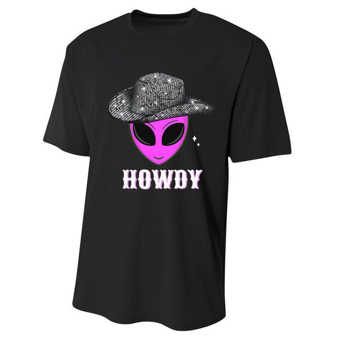 Cool Cowboy Hat Alien Howdy Space Western Disco Theme Performance Sprint T-Shirt