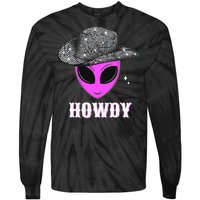 Cool Cowboy Hat Alien Howdy Space Western Disco Theme Tie-Dye Long Sleeve Shirt