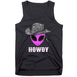 Cool Cowboy Hat Alien Howdy Space Western Disco Theme Tank Top