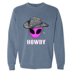 Cool Cowboy Hat Alien Howdy Space Western Disco Theme Garment-Dyed Sweatshirt