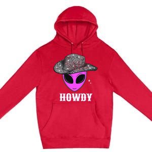 Cool Cowboy Hat Alien Howdy Space Western Disco Theme Premium Pullover Hoodie