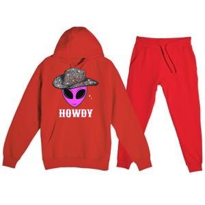 Cool Cowboy Hat Alien Howdy Space Western Disco Theme Premium Hooded Sweatsuit Set