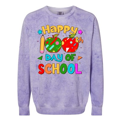 Cute Colorful Happy 100th Day Of School Colorblast Crewneck Sweatshirt