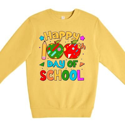 Cute Colorful Happy 100th Day Of School Premium Crewneck Sweatshirt