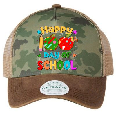 Cute Colorful Happy 100th Day Of School Legacy Tie Dye Trucker Hat