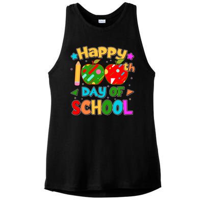 Cute Colorful Happy 100th Day Of School Ladies PosiCharge Tri-Blend Wicking Tank