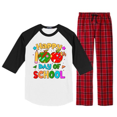 Cute Colorful Happy 100th Day Of School Raglan Sleeve Pajama Set