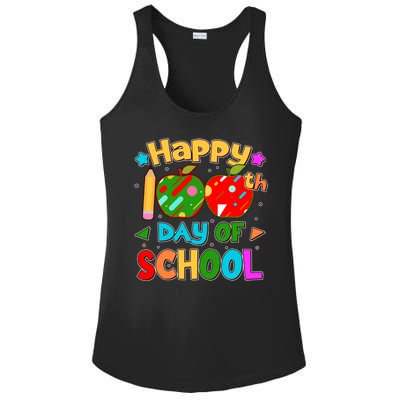 Cute Colorful Happy 100th Day Of School Ladies PosiCharge Competitor Racerback Tank