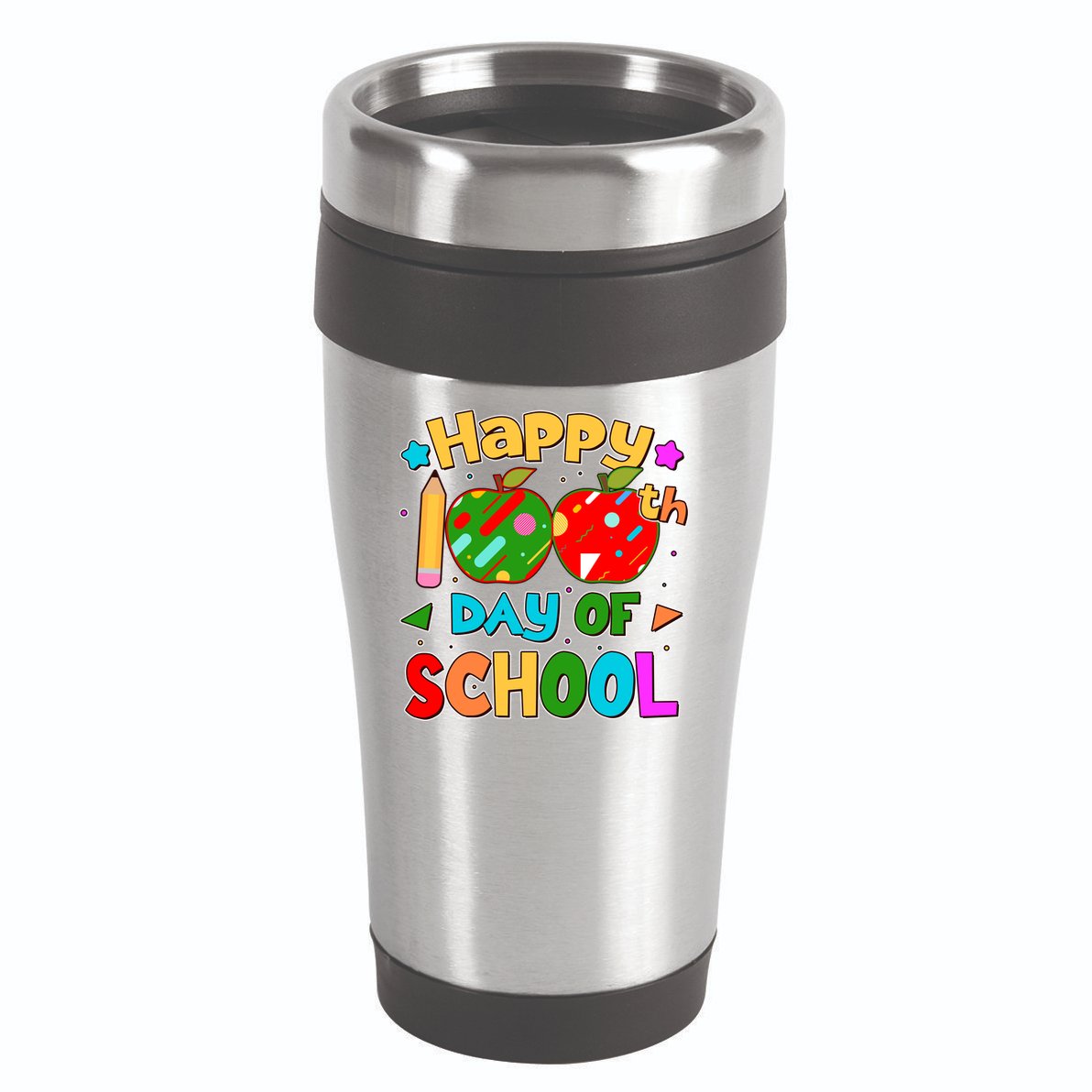 Cute Colorful Happy 100th Day Of School 16oz Travel Tumbler