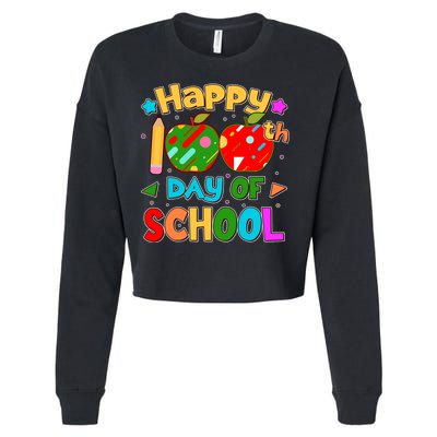 Cute Colorful Happy 100th Day Of School Cropped Pullover Crew
