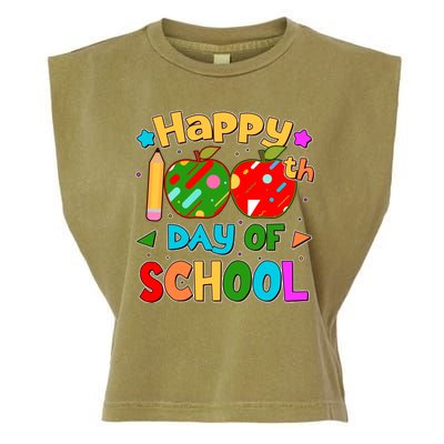 Cute Colorful Happy 100th Day Of School Garment-Dyed Women's Muscle Tee