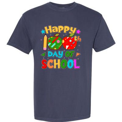 Cute Colorful Happy 100th Day Of School Garment-Dyed Heavyweight T-Shirt