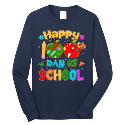 Cute Colorful Happy 100th Day Of School Long Sleeve Shirt