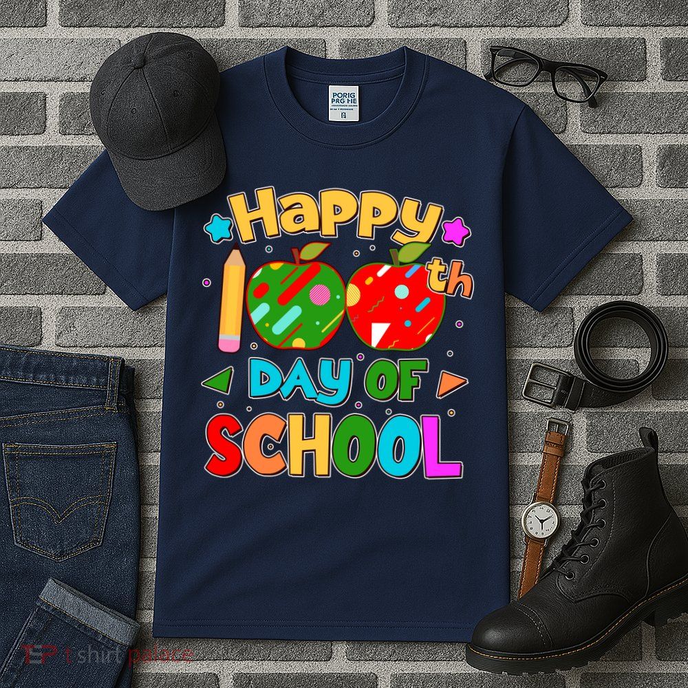 Cute Colorful Happy 100th Day Of School Tall T-Shirt