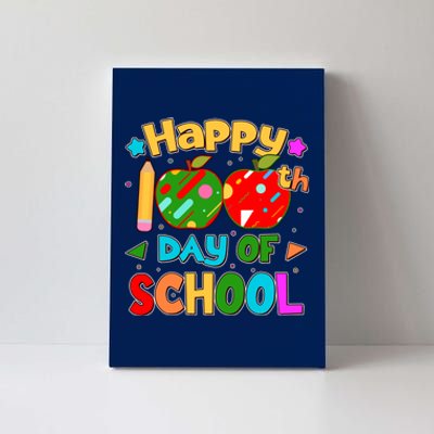 Cute Colorful Happy 100th Day Of School Canvas