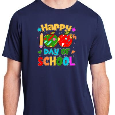 Cute Colorful Happy 100th Day Of School Adult ChromaSoft Performance T-Shirt