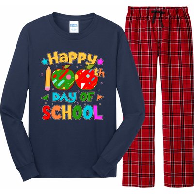 Cute Colorful Happy 100th Day Of School Long Sleeve Pajama Set