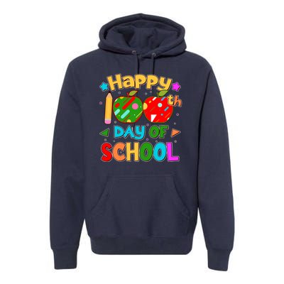 Cute Colorful Happy 100th Day Of School Premium Hoodie