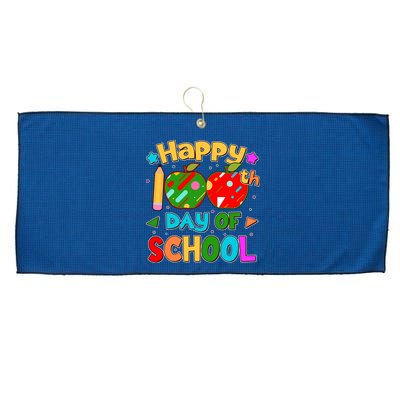 Cute Colorful Happy 100th Day Of School Large Microfiber Waffle Golf Towel
