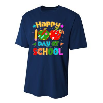 Cute Colorful Happy 100th Day Of School Performance Sprint T-Shirt