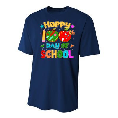 Cute Colorful Happy 100th Day Of School Youth Performance Sprint T-Shirt