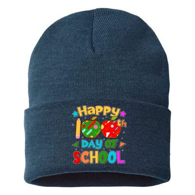 Cute Colorful Happy 100th Day Of School Sustainable Knit Beanie