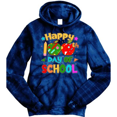 Cute Colorful Happy 100th Day Of School Tie Dye Hoodie