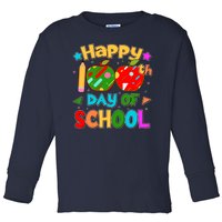 Cute Colorful Happy 100th Day Of School Toddler Long Sleeve Shirt