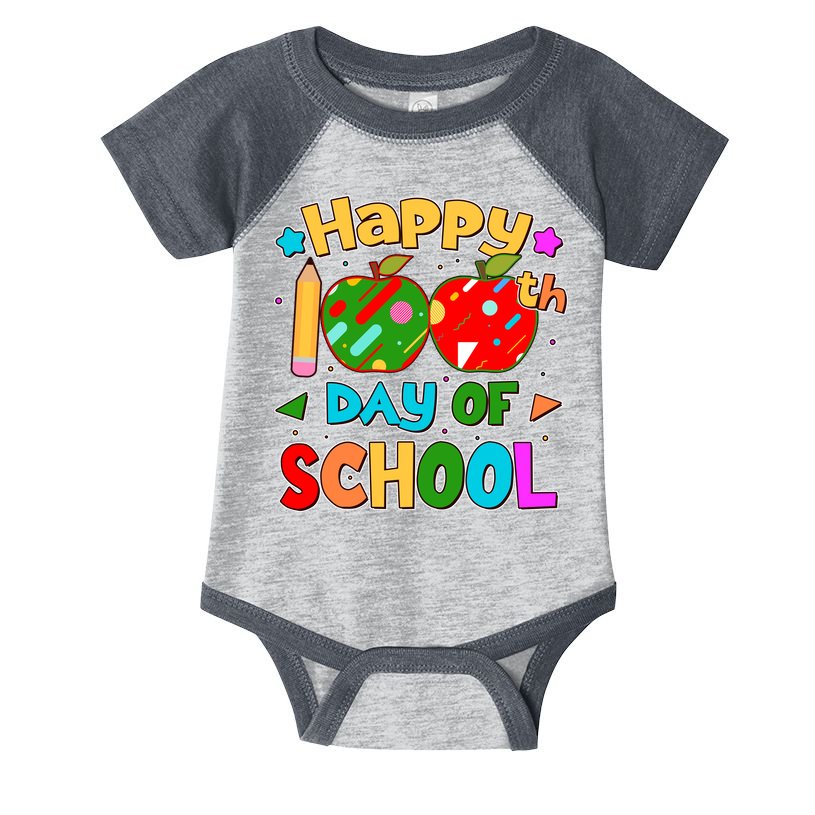 Cute Colorful Happy 100th Day Of School Infant Baby Jersey Bodysuit