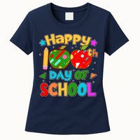 Cute Colorful Happy 100th Day Of School Womens T-Shirt