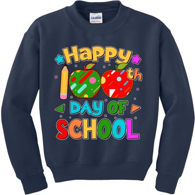 Cute Colorful Happy 100th Day Of School Kids Sweatshirt