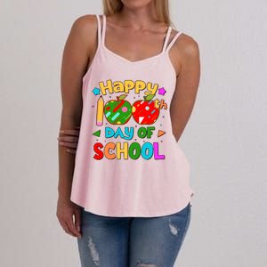 Cute Colorful Happy 100th Day Of School Women's Strappy Tank