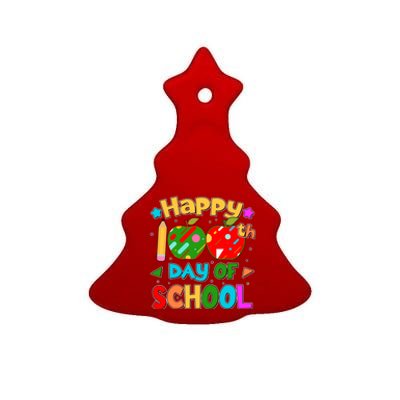 Cute Colorful Happy 100th Day Of School Ceramic Tree Ornament