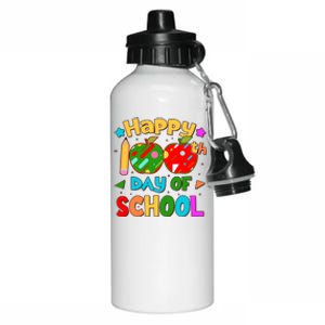 Cute Colorful Happy 100th Day Of School Aluminum Water Bottle