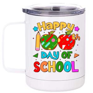 Cute Colorful Happy 100th Day Of School 12 oz Stainless Steel Tumbler Cup