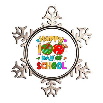 Cute Colorful Happy 100th Day Of School Metallic Star Ornament