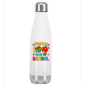 Cute Colorful Happy 100th Day Of School Stainless Steel Insulated Water Bottle