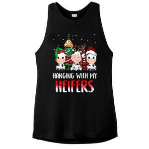 Cow Christmas Hanging With My Heifers Santa Deer Cows Outfit Ladies PosiCharge Tri-Blend Wicking Tank