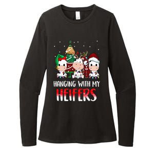 Cow Christmas Hanging With My Heifers Santa Deer Cows Outfit Womens CVC Long Sleeve Shirt