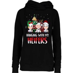 Cow Christmas Hanging With My Heifers Santa Deer Cows Outfit Womens Funnel Neck Pullover Hood