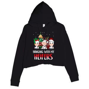 Cow Christmas Hanging With My Heifers Santa Deer Cows Outfit Crop Fleece Hoodie