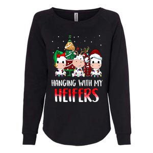 Cow Christmas Hanging With My Heifers Santa Deer Cows Outfit Womens California Wash Sweatshirt