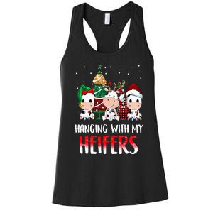 Cow Christmas Hanging With My Heifers Santa Deer Cows Outfit Women's Racerback Tank