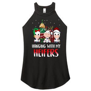 Cow Christmas Hanging With My Heifers Santa Deer Cows Outfit Women's Perfect Tri Rocker Tank